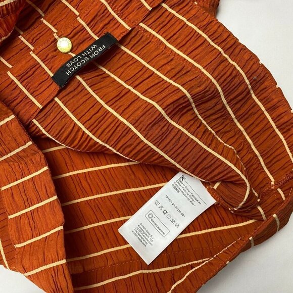 SCOTCH & SODA Orange Pin Striped Puff Sleeve Blouse & Ruched Skirt Size S - Picture 4 of 14